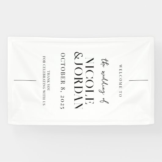 Modern Simple Chic Wedding Welkom Spandoek (Horizontaal)