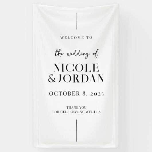 Modern Simple Chic Wedding Welkom Spandoek (Verticaal)