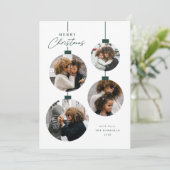 Modern Simple Christmas Ornament 4 Photo Feestdagenkaart (Staand voorkant)