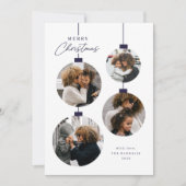 Modern Simple Christmas Ornament 4 Photo Feestdagenkaart (Voorkant)