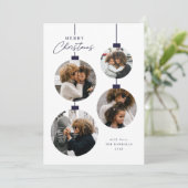 Modern Simple Christmas Ornament 4 Photo Feestdagenkaart (Staand voorkant)