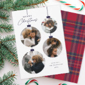 Modern Simple Christmas Ornament 4 Photo Feestdagenkaart