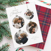 Modern Simple Christmas Ornament 4 Photo Feestdagenkaart