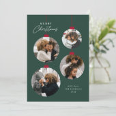 Modern Simple Christmas Ornament 4 Photo Feestdagenkaart (Staand voorkant)