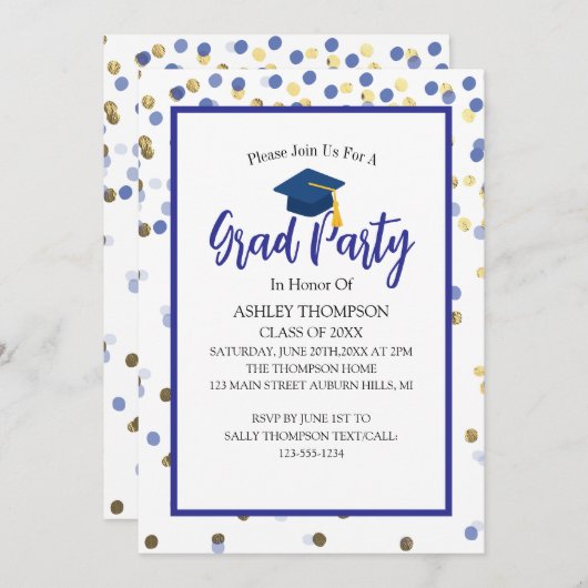 Modern Simple Class of 2025 Afstudeerder Party Inv Kaart (Voorkant / Achterkant)