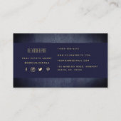 Modern Simple Classy Navy Gold Professional Foto Visitekaartje (Achterkant)