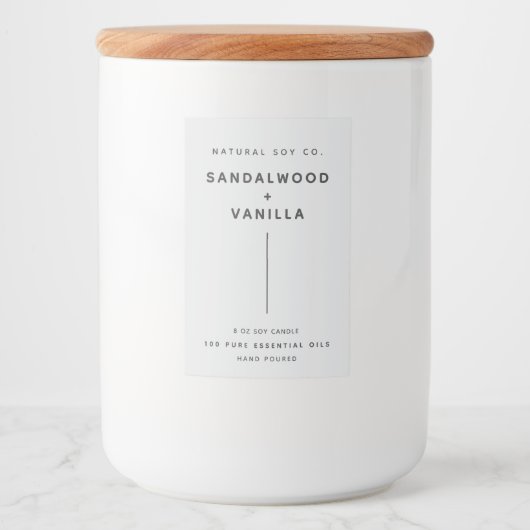 Modern Simple Clean Minimalist White Candle Label Voedselcontainer Etiket (Voorkant)