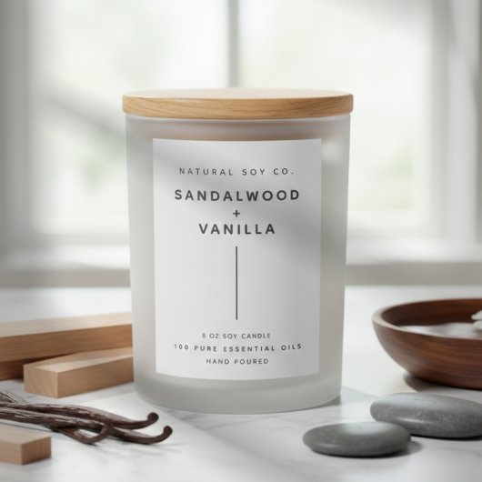 Modern Simple Clean Minimalist White Candle Label Voedselcontainer Etiket