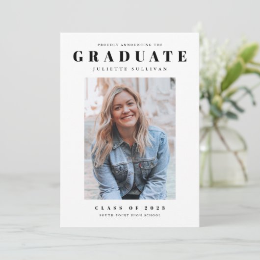 Modern Simple Clean Photo Afstuderen Kaart (Staand voorkant)