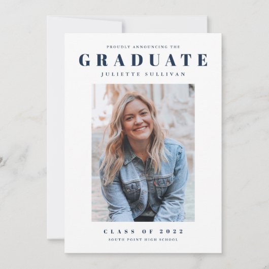 Modern Simple Clean Photo Afstuderen Kaart (Voorkant)