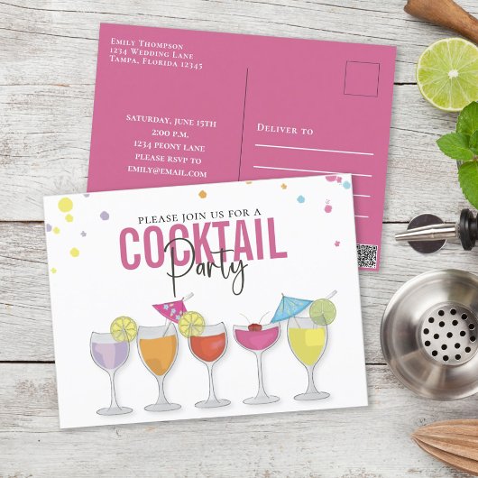 Modern Simple Cocktail Party Minimalist Invitation Briefkaart