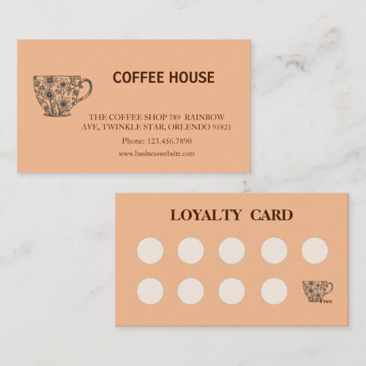Modern simple coffee Shop Loyalty Card Visitekaartje (Voorkant / Achterkant)