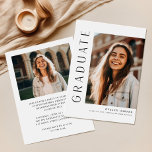 Modern Simple College High School Photo Afstuderen Kaart<br><div class="desc">Nodig uw vrienden en familie uit om uw academische prestaties te vieren met deze Moderne Eenvoudige Uitnodiging tot het Afstuderen van de Foto van de middelbare school. Het minimalistische en elegante ontwerp is ideaal om je favoriete afstuderen te laten zien. De uitnodiging is dubbelzijdig en aanpasbaar om het uniek te...</div>