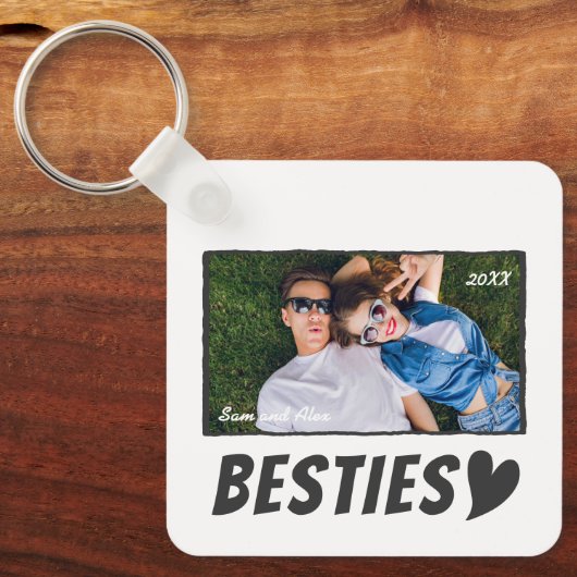 Modern Simple Comic Bestie Best Friends BFF Photo Sleutelhanger (Voorkant)