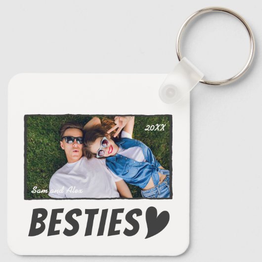 Modern Simple Comic Bestie Best Friends BFF Photo Sleutelhanger (Achterkant)