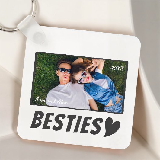 Modern Simple Comic Bestie Best Friends BFF Photo Sleutelhanger