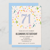 Modern Simple Confetti 71st verjaardagsuitnodiging Kaart (Voorkant / Achterkant)