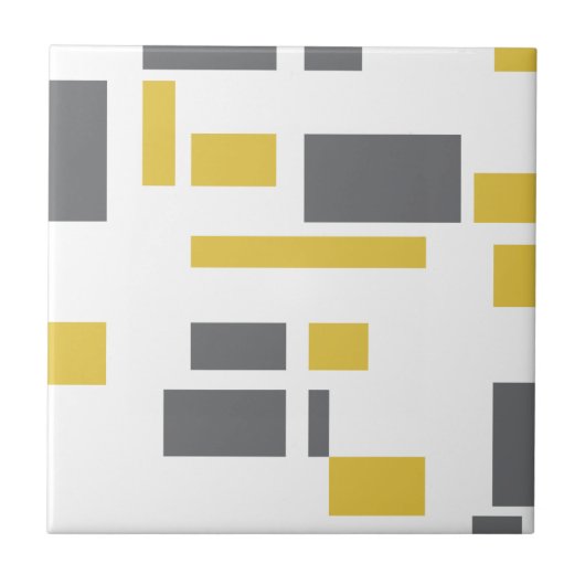Modern, simple, cool geometric yellow gray pattern tegeltje (Voorkant)