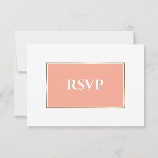 Modern Simple Coral Gold Lijst Wedding RSVP (Achterkant)