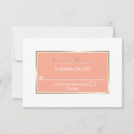 Modern Simple Coral Gold Lijst Wedding RSVP