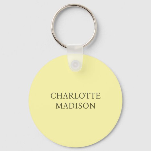 Modern Simple Cream Trendy Minimalist Plain Name Sleutelhanger (Voorkant)