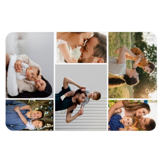 Modern Simple Custom 6 Photo Collage Magnet Magneet (Horizontaal)