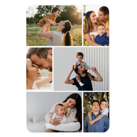 Modern Simple Custom 6 Photo Collage Magnet Magneet (Verticaal)