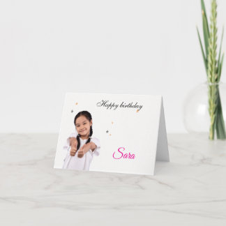 Modern Simple Custom Photo Birthday Greeting Card Bedankkaart