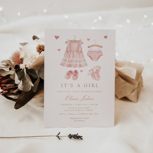 Modern Simple Cute Boho Clothes Girl Baby shower I Kaart