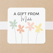 Modern Simple Cute Girly Floral A Gift From Vierkante Sticker