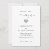 Modern Simple Cute Heart Green Sage Wedding Kaart (Voorkant)