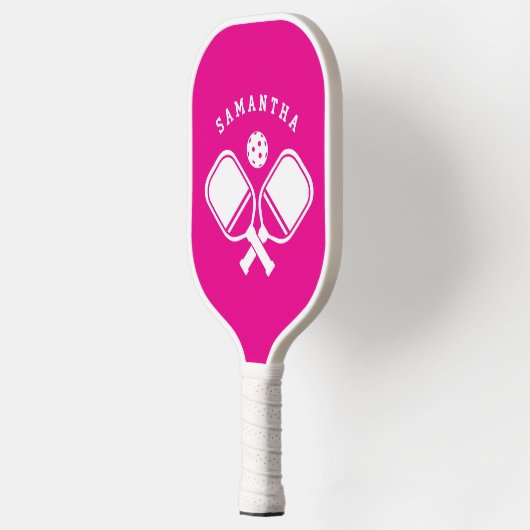 Modern Simple Cute Stylish Trendy Hot Pink Pickleball Paddle (Links)