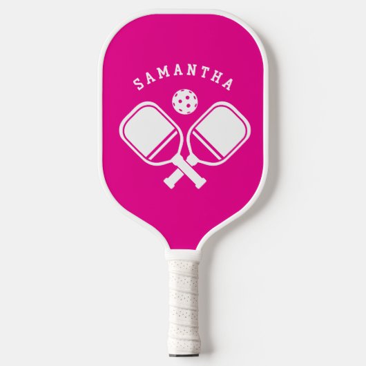 Modern Simple Cute Stylish Trendy Hot Pink Pickleball Paddle (Voorkant)