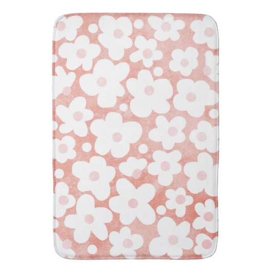 Modern Simple Daisies Pastel Pink Terracotta Badmat (Voorkant Verticaal)