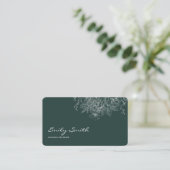 Modern Simple Dark Blue Flower Line Art QRCode Visitekaartje (Staand voorkant)