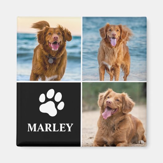 Modern Simple Dog Lover Custom Photo Collage Pet Magneet (Voorkant)