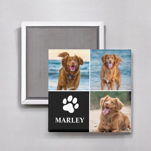 Modern Simple Dog Lover Custom Photo Collage Pet Magneet