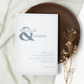 Modern Simple Dusty Blue Borderred Wedding Kaart