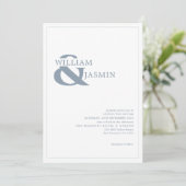 Modern Simple Dusty Blue Borderred Wedding Kaart (Staand voorkant)