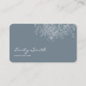 Modern Simple Dusty Blue Flower Line Art QR Code  Visitekaartje (Voorkant)