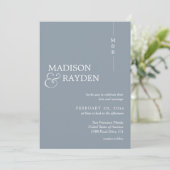 Modern Simple Dusty Blue Monogram Photo Weddenscha Kaart (Staand voorkant)