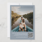 Modern Simple Dusty Blue QR Code Weduwschap Kaart (Achterkant)