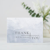 Modern Simple Dusty Blue Waterverf Wedding Bedankkaart (Staand voorkant)
