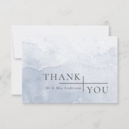 Modern Simple Dusty Blue Waterverf Wedding Bedankkaart