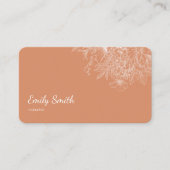 Modern Simple Dusty Orange Flower Line Art QRCode Visitekaartje (Voorkant)