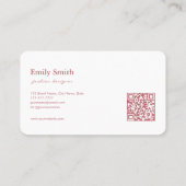 Modern Simple Dusty Pink Flower Line Art QR Code  Visitekaartje (Achterkant)