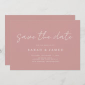 Modern Simple Dusty Roos Wedding Save the Date (Voorkant / Achterkant)