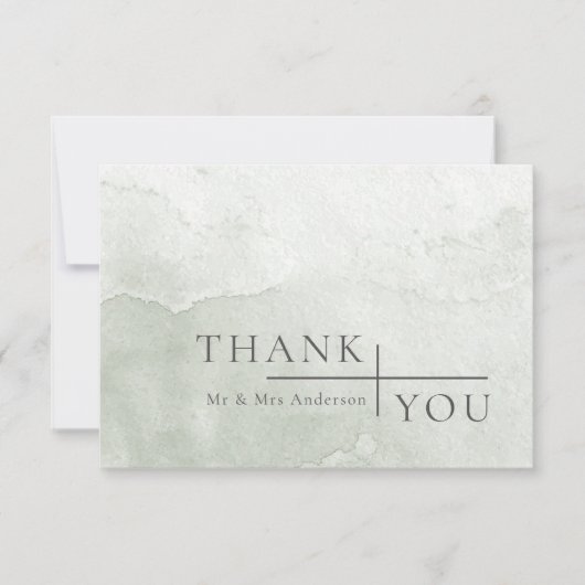 Modern Simple Dusty Sage Waterverf Wedding Bedankkaart (Voorkant)