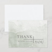 Modern Simple Dusty Sage Waterverf Wedding Bedankkaart (Voorkant / Achterkant)