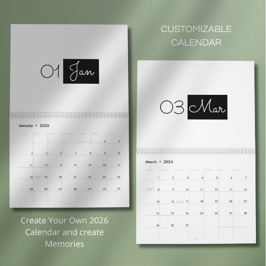 Modern Simple Elegant 2026 Calendar Kalender